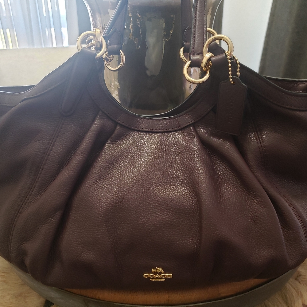 COPY - COACH LILY SHOULDER BAG K1781-F12155- BURGUNDY PEBBLED LEATHER